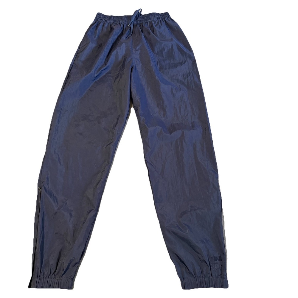 Vintage In Sport Track Pants Women Medium Navy Blue Nylon Ankle Zip Joggers